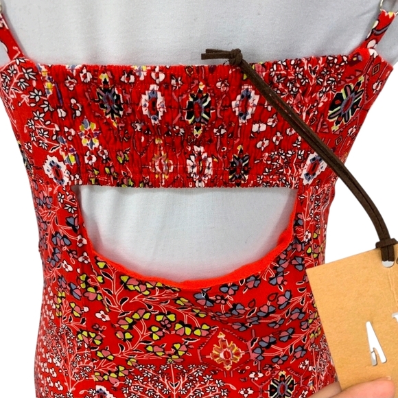 Anthropologie Abel The Label Lola Red Floral Maxi Dress Size Medium - Picture 3 of 6